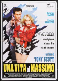 4c124 TRUE ROMANCE Italian 1p '93 Christian Slater, Patricia Arquette, written by Quentin Tarantino!