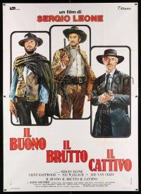 4c170 GOOD, THE BAD & THE UGLY Italian 2p R70s Eastwood, Van Cleef, Wallach, Leone, Casaro art!