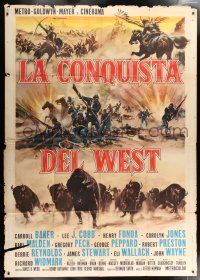 4c179 HOW THE WEST WAS WON Italian 2p '64 John Ford epic, great artwork by Reynold Brown!