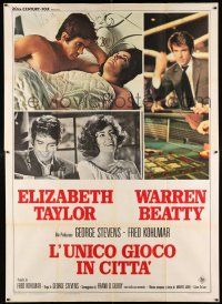 4c199 ONLY GAME IN TOWN Italian 2p '70 Elizabeth Taylor & Warren Beatty are in love in Las Vegas!