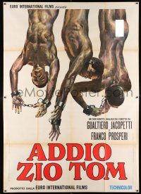 4c224 WHITE DEVIL: BLACK HELL Italian 2p '71 outrageous art of naked slaves hanging upside-down!