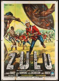 4c228 ZULU Italian 2p '64 Stanley Baker & Michael Caine classic, different art by Mauro Colizzi