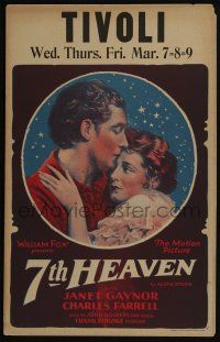 4c234 7TH HEAVEN WC '27 romantic stone litho of Janet Gaynor & Charles Farrell, Frank Borzage!