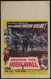 4c251 BEHIND THE HIGH WALL WC '56 the untold story of the big-house prison break, great art!