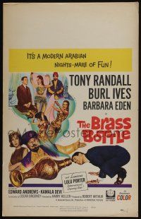 4c261 BRASS BOTTLE WC '64 great art of Tony Randall & Barbara Eden with genie Burl Ives!