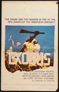 4c302 EXODUS WC '61 great artwork of arms reaching for rifle by Saul Bass, Otto Preminger!