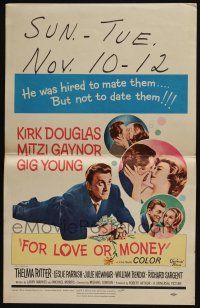 4c307 FOR LOVE OR MONEY WC '63 Kirk Douglas carries sexy Mitzi Gaynor, Thelma Ritter!