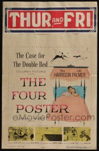 4c308 FOUR POSTER WC '52 art of Rex Harrison & Lilli Palmer together in bed!