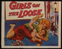 4c312 GIRLS ON THE LOOSE WC '58 classic catfight art of girls in gangs who stop at nothing!