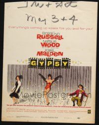 4c321 GYPSY WC '62 wonderful artwork of Rosalind Russell & sexiest Natalie Wood!