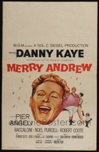4c370 MERRY ANDREW WC '58 Gale art of laughing Danny Kaye, Pier Angeli & Angelina the chimpanzee!