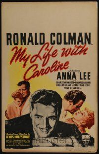4c374 MY LIFE WITH CAROLINE WC '41 great close up art of Ronald Colman, plus 2 images w/Anna Lee!