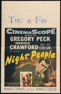 4c382 NIGHT PEOPLE WC '54 great close up of military soldier Gregory Peck in uniform!