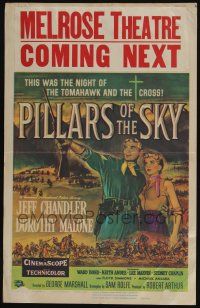 4c395 PILLARS OF THE SKY WC '56 soldier Jeff Chandler & pretty Dorothy Malone fight Indians!