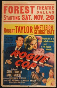 4c416 ROGUE COP WC '54 Robert Taylor, George Raft, sexy Janet Leigh is a thing called temptation!