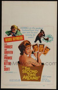 4c424 SECOND TIME AROUND WC '61 Debbie Reynolds with gun & naked in wash tub holding photos!