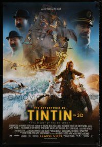 4d032 ADVENTURES OF TINTIN int'l advance DS 1sh '11 Steven Spielberg's version of the Belgian comic!