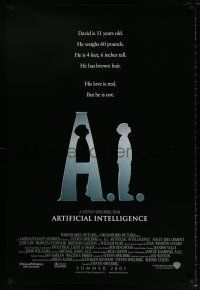 4d026 A.I. ARTIFICIAL INTELLIGENCE advance 1sh '01 Steven Spielberg, Haley Joel Osment, Jude Law