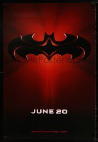 4d081 BATMAN & ROBIN advance DS 1sh '97 Clooney, O'Donnell, cool image of bat symbol!