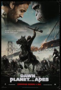 4d186 DAWN OF THE PLANET OF THE APES style C int'l teaser DS 1sh '14 Caesar, Clarke, ape on horse!