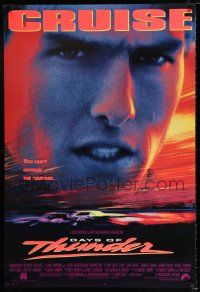 4d189 DAYS OF THUNDER DS 1sh '90 super close image of angry NASCAR race car driver Tom Cruise!
