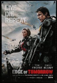 4d225 EDGE OF TOMORROW 2014 style teaser DS 1sh '14 Tom Cruise & Emily Blunt, live, die, repeat!