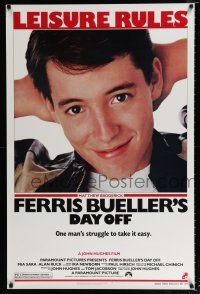 4d257 FERRIS BUELLER'S DAY OFF 1sh '86 c/u of Matthew Broderick in John Hughes teen classic!