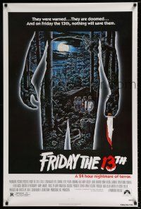 4d275 FRIDAY THE 13th 1sh '80 great Alex Ebel art, slasher classic, 24 hours of terror!
