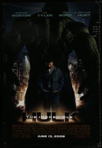 4d372 INCREDIBLE HULK advance DS 1sh '08 Liv Tyler, Edward Norton, cool image of the creature!