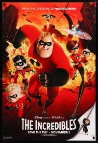 4d373 INCREDIBLES teaser DS 1sh '04 Disney/Pixar animated sci-fi superhero family!
