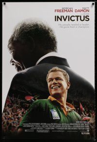 4d394 INVICTUS advance DS 1sh '09 Morgan Freeman as Nelson Mandela, Matt Damon, rugby!