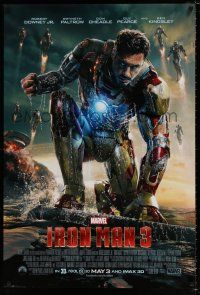 4d399 IRON MAN 3 advance DS 1sh '13 cool image of Robert Downey Jr in title role by ocean!