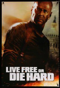 4d455 LIVE FREE OR DIE HARD teaser 1sh '07 Bruce Willis by the U.S. capitol building!