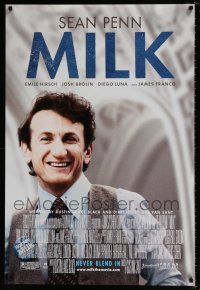 4d492 MILK DS 1sh '08 Gus Van Sant, close-up of Sean Penn in his Best Actor Academy role!