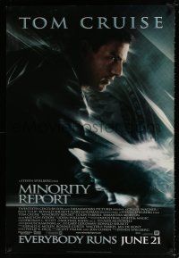 4d497 MINORITY REPORT style B advance DS 1sh '02 Steven Spielberg, cool profile image of Tom Cruise!