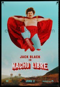4d530 NACHO LIBRE front style teaser DS 1sh '06 wacky image of Mexican luchador wrestler Jack Black