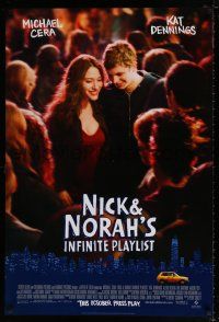4d538 NICK & NORAH'S INFINITE PLAYLIST advance DS 1sh '08 Michael Cera, Kat Dennings in title roles