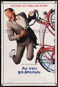 4d557 PEE-WEE'S BIG ADVENTURE 1sh '85 Tim Burton, best image of Paul Reubens & his beloved bike!