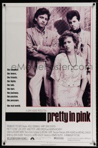4d574 PRETTY IN PINK 1sh '86 great portrait of Molly Ringwald, Andrew McCarthy & Jon Cryer!