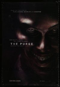 4d579 PURGE int'l teaser DS 1sh '13 one night a year, all crime is legal, creepy mask!
