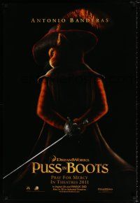 4d582 PUSS IN BOOTS black style teaser DS 1sh '11 voice of Antonio Banderas in title role!
