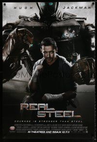 4d594 REAL STEEL advance DS 1sh '11 Hugh Jackman, courage is stronger than steel!