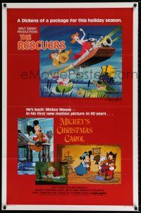 4d600 RESCUERS/MICKEY'S CHRISTMAS CAROL 1sh '83 Disney package for the holiday season!