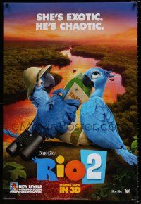 4d613 RIO 2 style A int'l teaser DS 1sh '14 image of tourist birds, she's exotic, he's chaotic!