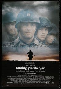 4d636 SAVING PRIVATE RYAN cast style int'l DS 1sh '98 Spielberg, Tom Hanks, the mission is a man!