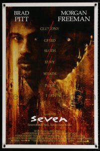 4d648 SEVEN DS 1sh '95 David Fincher, Morgan Freeman, Brad Pitt, deadly sins!