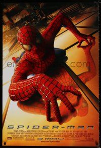 4d690 SPIDER-MAN advance DS 1sh '02 Tobey Maguire crawling up wall, Sam Raimi, Marvel Comics!