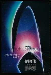 4d714 STAR TREK: GENERATIONS advance 1sh '94 cool sci-fi art of the Enterprise, Boldly Go!