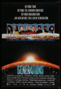4d715 STAR TREK: GENERATIONS int'l DS 1sh '94 Patrick Stewart, William Shatner, cast portraits!