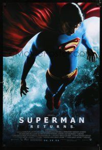 4d726 SUPERMAN RETURNS advance DS 1sh '06 Bryan Singer, great full-length image of Routh in space!